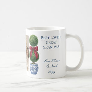 Grandmillennial Topiary Bow Grandchildren Photo Coffee Mug