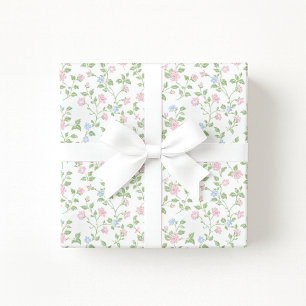 Grandmillennial  Vintage Pastel Floral Wrapping  Wrapping Paper