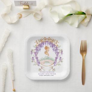 Grandmillennial Wisteria Baby Shower Paper Plate