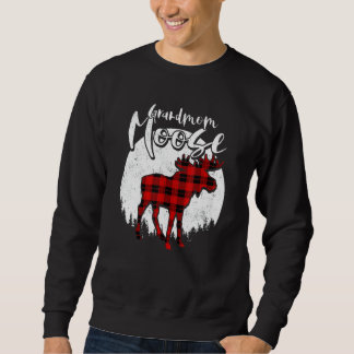 Grandmom Moose Red Plaid Buffalo Matching Family P Sweatshirt