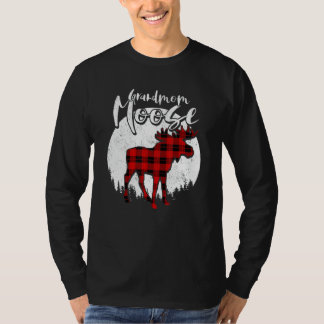 Grandmom Moose Red Plaid Buffalo Matching Family P T-Shirt