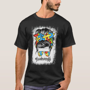 Grandmommy Life Messy Bun Hair Bandanna Glasses Au T-Shirt