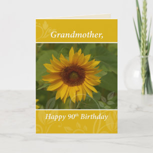 Grandmother 90th Birthday with Sunflower Card