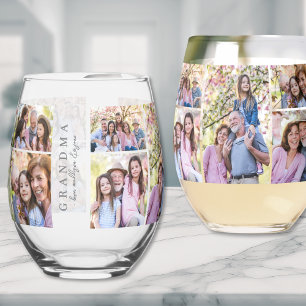 Grandmother Best Grandma Photo Stemless Wine Glass