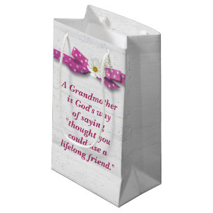 Grandmother Birthday with Polka Dot Ribbon Small Gift Bag