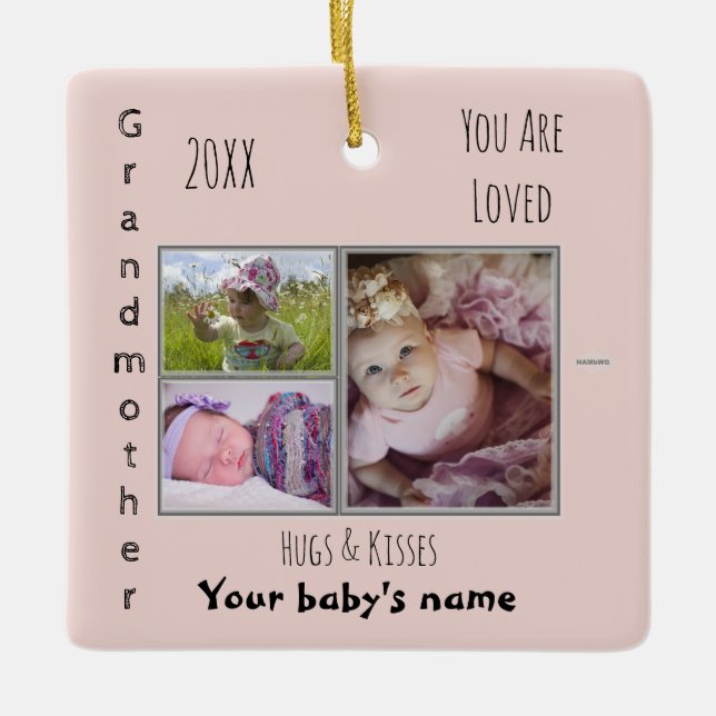 Grandmother Ceramic Photo Ornament  (Front)