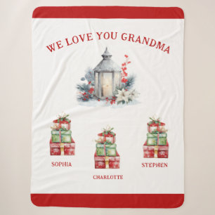 Grandmother Christmas Gift Grandchildren's Names Sherpa Blanket