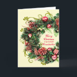 Grandmother Christmas Wreath Holiday Card<br><div class="desc">An elegant Christmas card showing a christmas wreath with ornaments,  presents,  and pine cones. A beautiful way to send Christmas good wishes to your grandmother.</div>