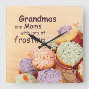 Grandmother Cupcakes Mother's Day, Square Gift Wall Clock