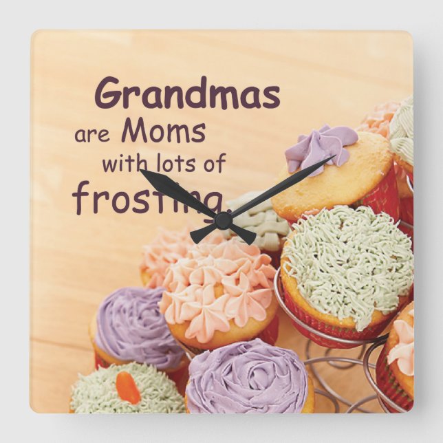 Grandmother Cupcakes Mother's Day, Square Gift Wall Clock (Front)