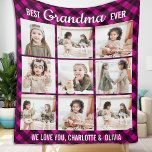 Grandmother Custom 9 Photo Pink Plaid Grandma Fleece Blanket<br><div class="desc">Celebrate your grandmother and give a special gift with this custom photo collage grandma blanket. This unique photo collage blanket is the perfect gift for Christmas, Grandparents day or a birthday. This best Grandma ever 9 photo blanket will be a treasured keepsake. Customise with nine of your favourite photos. Personalise...</div>