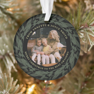 Grandmother Elegant Wreath photo Christmas Ornament
