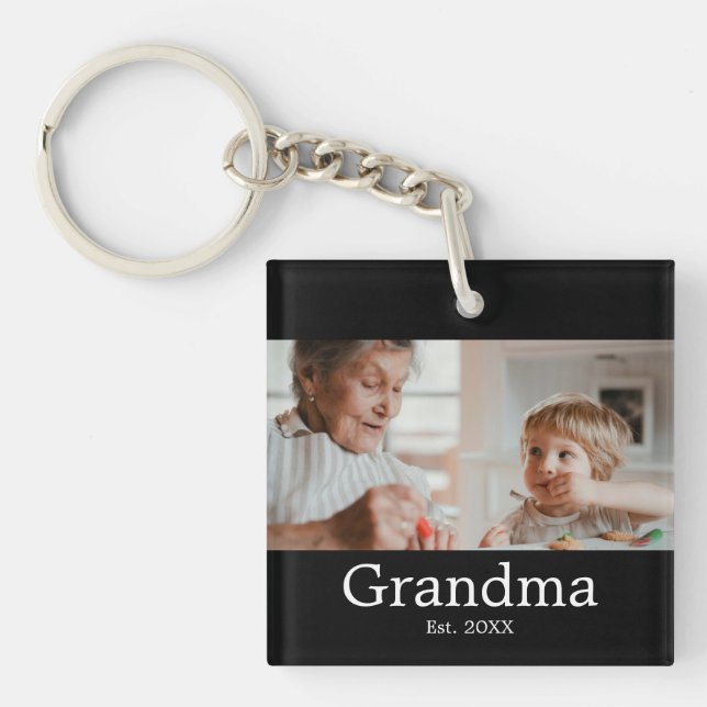 Grandmother Established Modern Photo Gift Key Ring (Front)