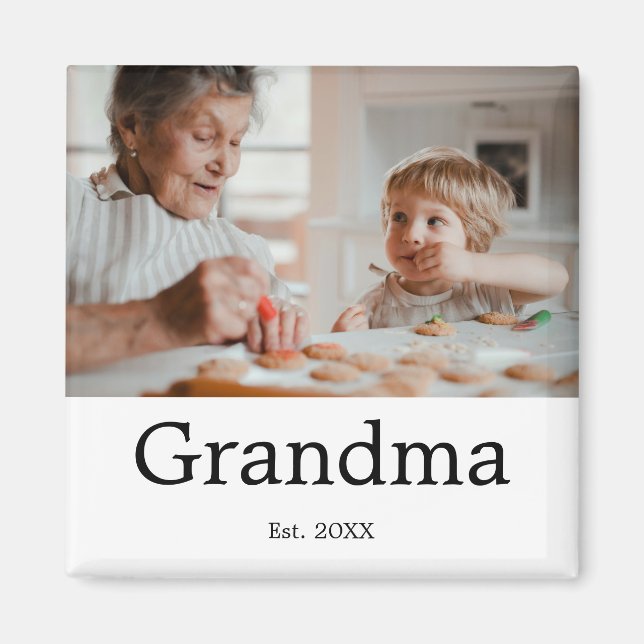 Grandmother Established Photo Gift Magnet (Front)