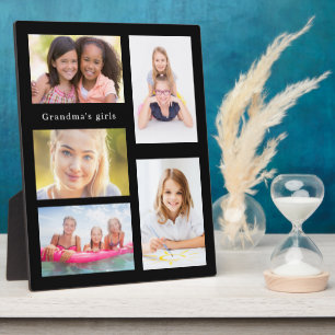 Grandmother grandchildren photo girls black plaque
