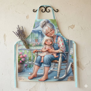 Grandmother Granddaughter Porch Embrace Apron