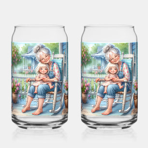 Grandmother Granddaughter Porch Embrace Can Glass