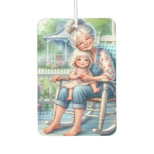 Grandmother Granddaughter Porch Embrace Car Air Freshener