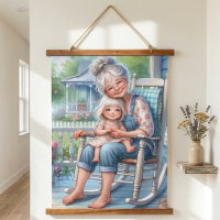 Grandmother Granddaughter Porch Embrace