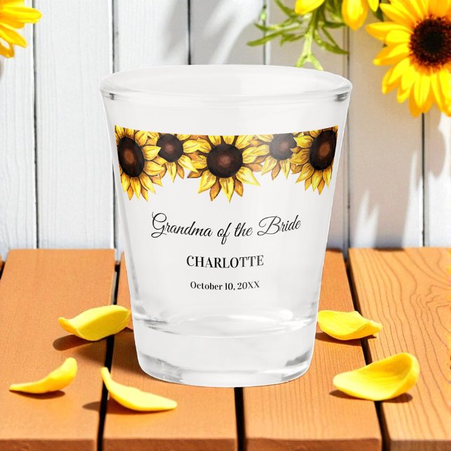 Grandmother Grandma Yellow Sunflower Shot Glass (Creator Uploaded)
