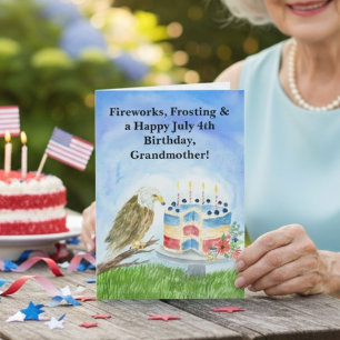 Grandmother July 4th Birthday Bald Eagle Card