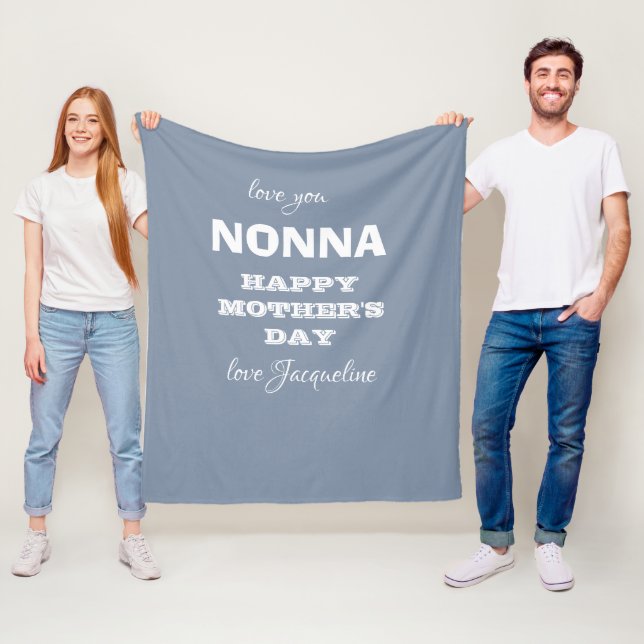 Grandmother NONNA Mother's Day Custom Blue Cute Fleece Blanket (In Situ)
