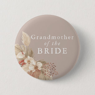 Grandmother of the Bride Boho Pampas Grass 6 Cm Round Badge
