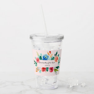 Grandmother of the Bride Floral Wedding Acrylic Tumbler