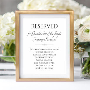 Grandmother of the Bride Memorial Poem Wedding Poster