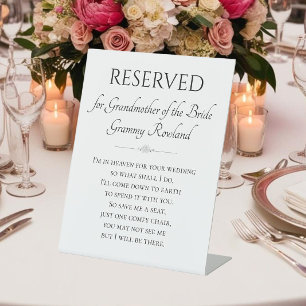 Grandmother of the Bride Memorial Save A Seat Pedestal Sign