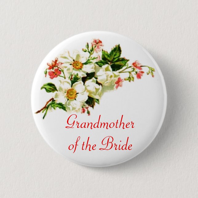 Grandmother of the Bride Spray of Flowers Floral 6 Cm Round Badge (Front)