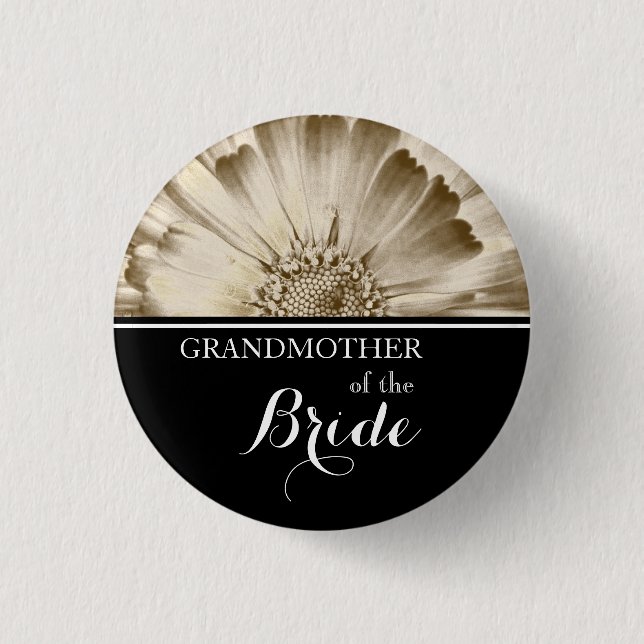 Grandmother of The Bride Wedding Gold Daisy 3 Cm Round Badge (Front)