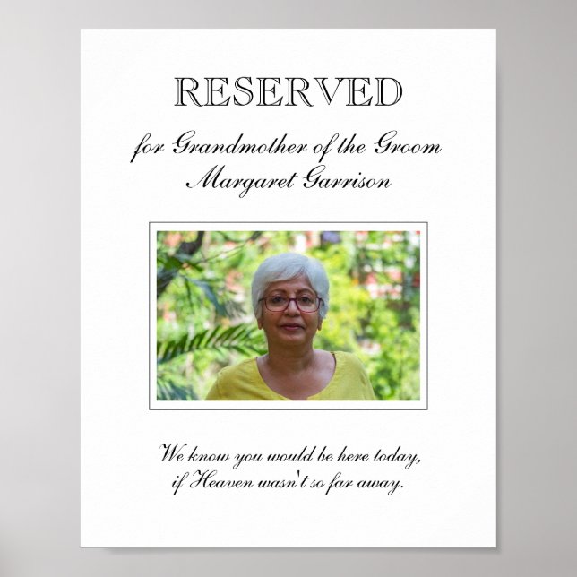Grandmother of the Groom Photo Memorial Wedding Poster (Front)