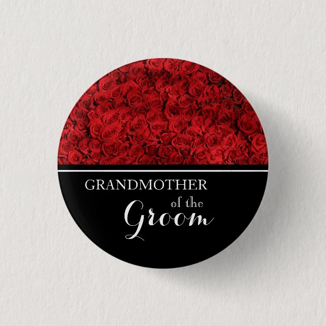 Grandmother of The Groom Wedding Red Roses 3 Cm Round Badge (Front)