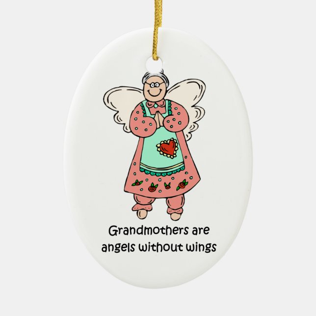 Grandmother ormanent ceramic tree decoration (Front)