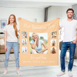 Grandmother peach photo collage grandkids fleece blanket<br><div class="desc">A modern peach coloured background,  white text.  Personalise and add 7 photo of your grandmother,  grandchildren. The text: Best Grandma Ever.  Perfect as a gift for a birthday,  Mother's Day or Christmas gift.</div>