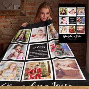 Grandmother Photo Collage Grandma Poem Nonna Gigi  Fleece Blanket