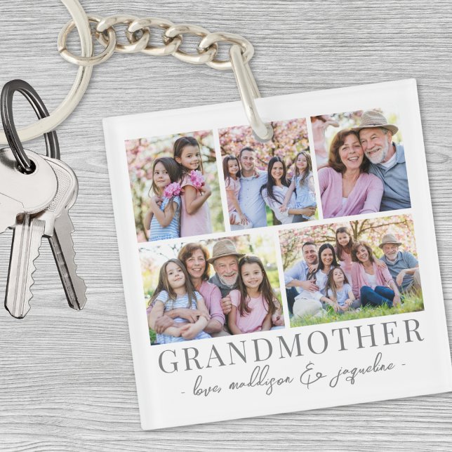 Grandmother Photo Collage Key Ring (Grandmother Photo Collage Keychain)