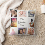 Grandmother Photo collage white Cushion<br><div class="desc">A gift for your grandmother celebrating her life with a collage of 8 photos.  Black text: Best Grandma Ever. Use photo of her,  children,  grandchildren,  husband,  pets,  friends,  her dream travel destination. White background. Perfect as a Mother's Day gift or for birthdays and Christmas.</div>