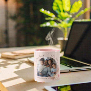 Grandmother photo pampas grass pink mug