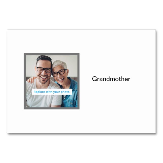 Grandmother Photo Personalised Family Flashcards Table Number (Front)