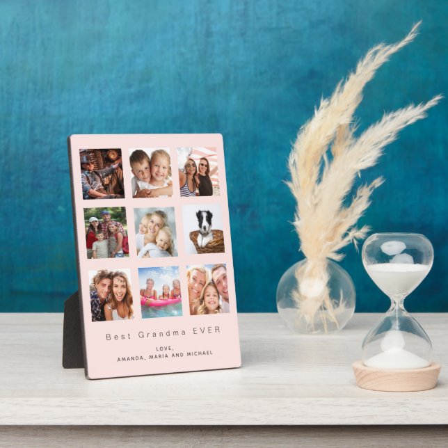 Grandmother pink photo family collage plaque (Side)