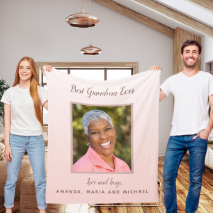 Grandmother pink photo fleece blanket