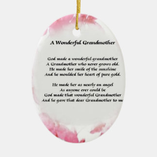 Grandmother Poem - Pink Floral Ceramic Tree Decoration
