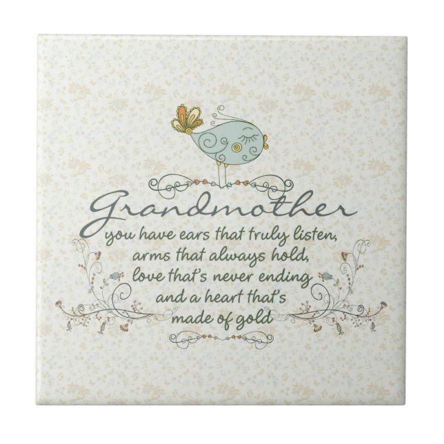 Grandmother Poem with Birds Tile (Front)