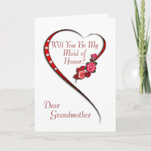 Grandmother, Swirling heart Maid of Honour invite