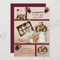 Grandmother We Love You Photo Fall Floral | Text  