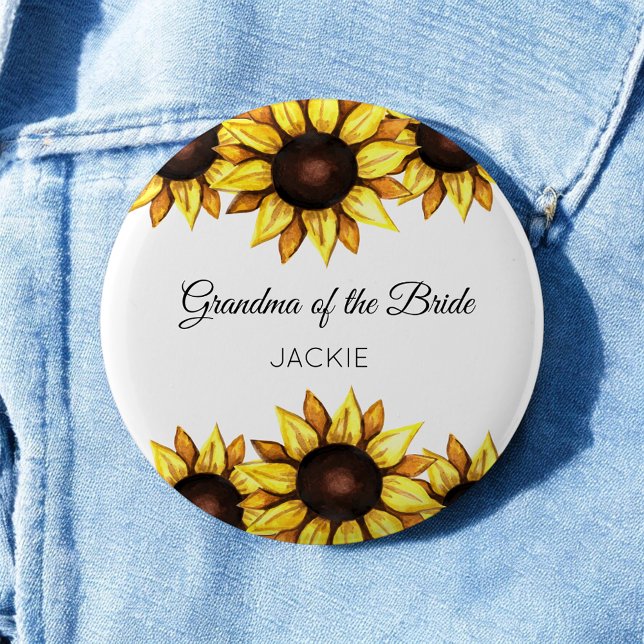 Grandmother Yellow White Sunflower Floral 6 Cm Round Badge (Creator Uploaded)