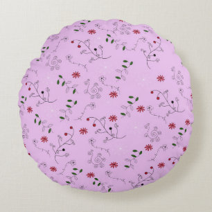 Grandmother's Flower Garden Pattern Round Cushion