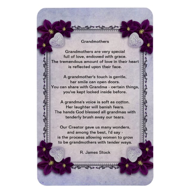 "Grandmothers" poem on 4"x6" refrig. magnet (Vertical)